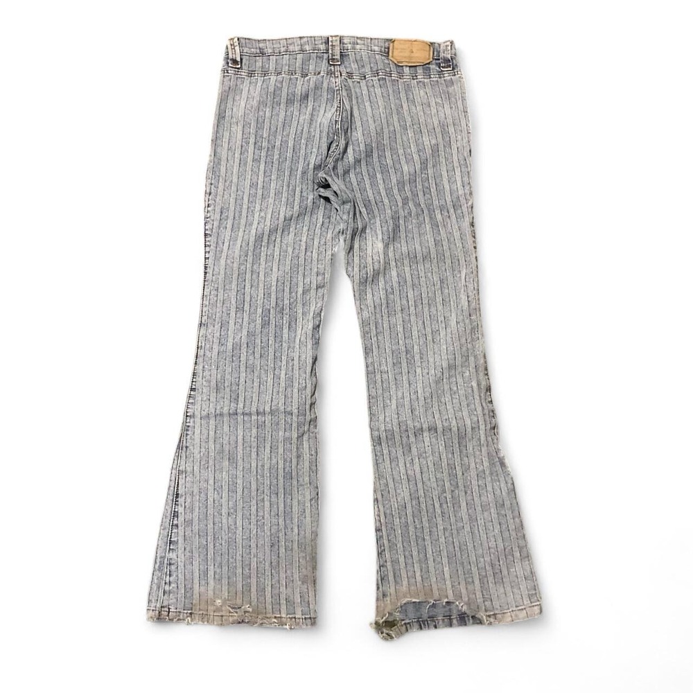 Angel London vertical stripe flare jeans bare back vtg 00s cotton 32/30.5